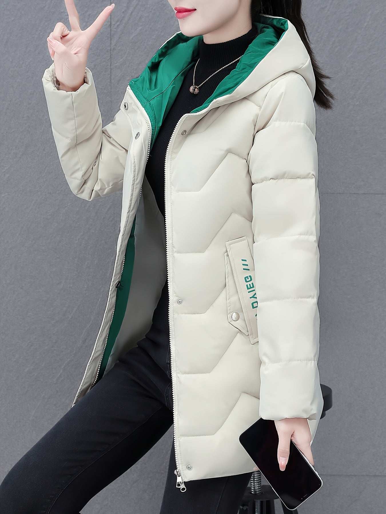 Aurélie™ | Mid-length Puffer Winter Jacket with Hood