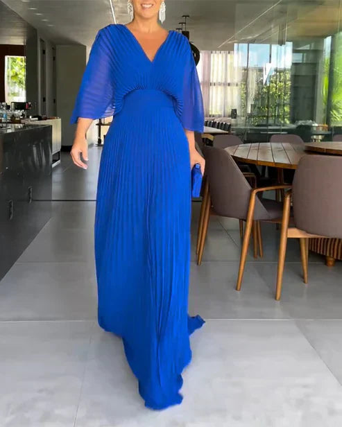 VIOLA™ | Ribbed Dress with V-neckline in Light Polyester