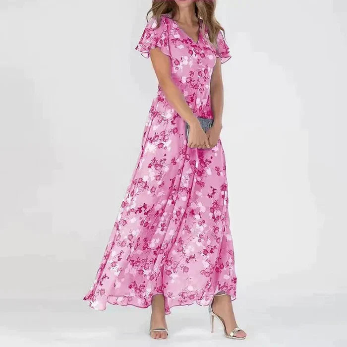Selene | Floral Maxi Dress with Elegant Lines