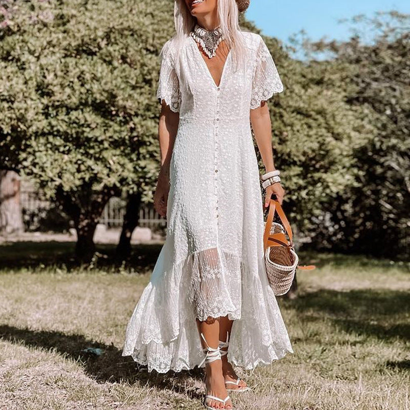 Eloura | Broderad Boho-Maxiklänning i Spets