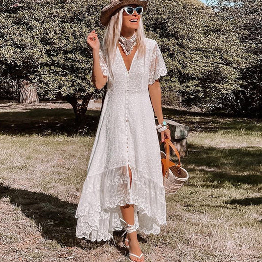 Eloura | Broderad Boho-Maxiklänning i Spets