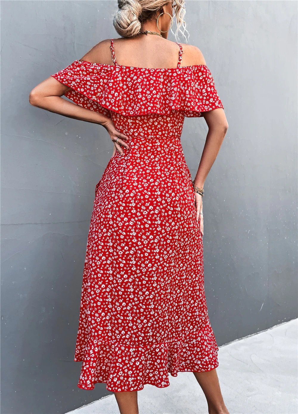 Sienna | Asymmetrisk maxikjole med boho-blomster
