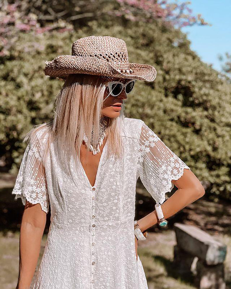 Eloura | Broderad Boho-Maxiklänning i Spets