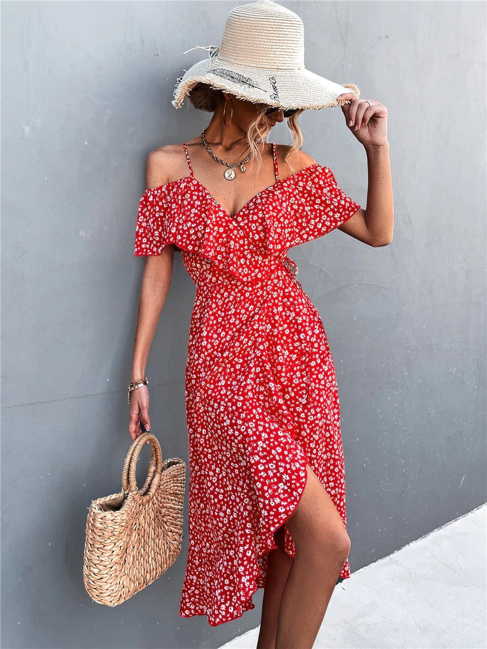 Sienna | Asymmetrisk maxikjole med boho-blomster