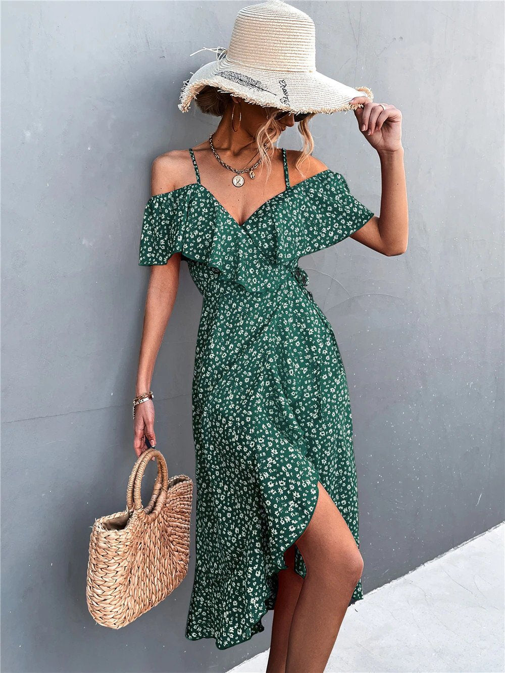 Sienna | Asymmetrisk maxikjole med boho-blomster