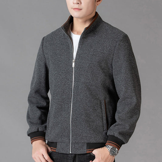 Ingmar – Classic Suede Bomber Jacket in Regular Fit with Ribbed Details