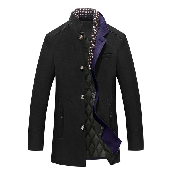 Warm Long Woolen Coat With Buttons For Men  | Ideal for Winter
