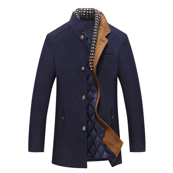 Warm Long Woolen Coat With Buttons For Men  | Ideal for Winter