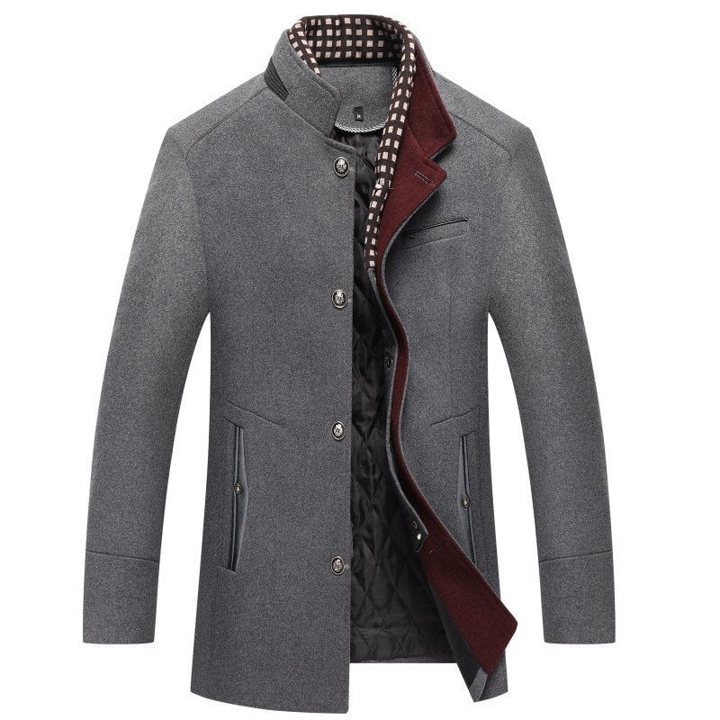 Warm Long Woolen Coat With Buttons For Men  | Ideal for Winter