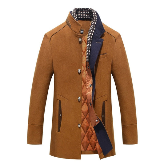 Warm Long Woolen Coat With Buttons For Men  | Ideal for Winter