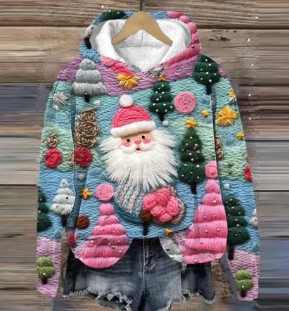 Elvira Vintage Tomte Hoodie – Retro Jultröja med Tryck