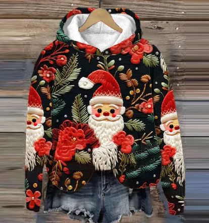 Elvira Vintage Tomte Hoodie – Retro Jultröja med Tryck