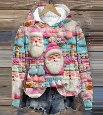 Elvira Vintage Tomte Hoodie – Retro Jultröja med Tryck