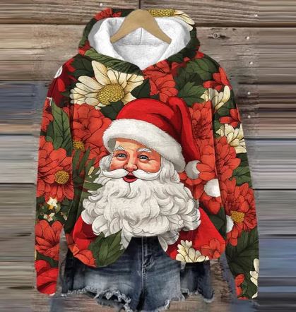 Elvira Vintage Tomte Hoodie – Retro Jultröja med Tryck