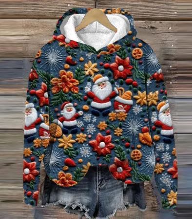 Elvira Vintage Tomte Hoodie – Retro Jultröja med Tryck
