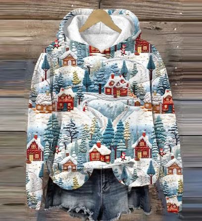 Elvira Vintage Tomte Hoodie – Retro Jultröja med Tryck