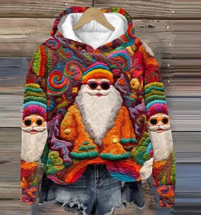 Elvira Vintage Tomte Hoodie – Retro Jultröja med Tryck
