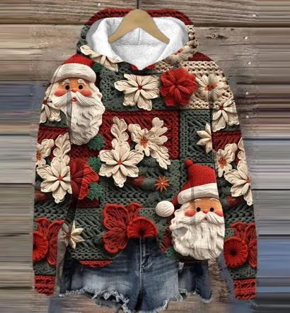 Elvira Vintage Tomte Hoodie – Retro Jultröja med Tryck