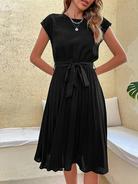 SOLVIA™ | Short-sleeved Pleated Summer Dress