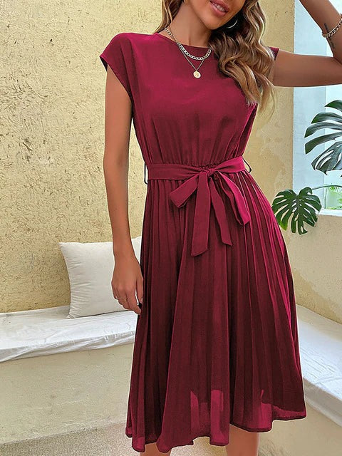 SOLVIA™ | Short-sleeved Pleated Summer Dress