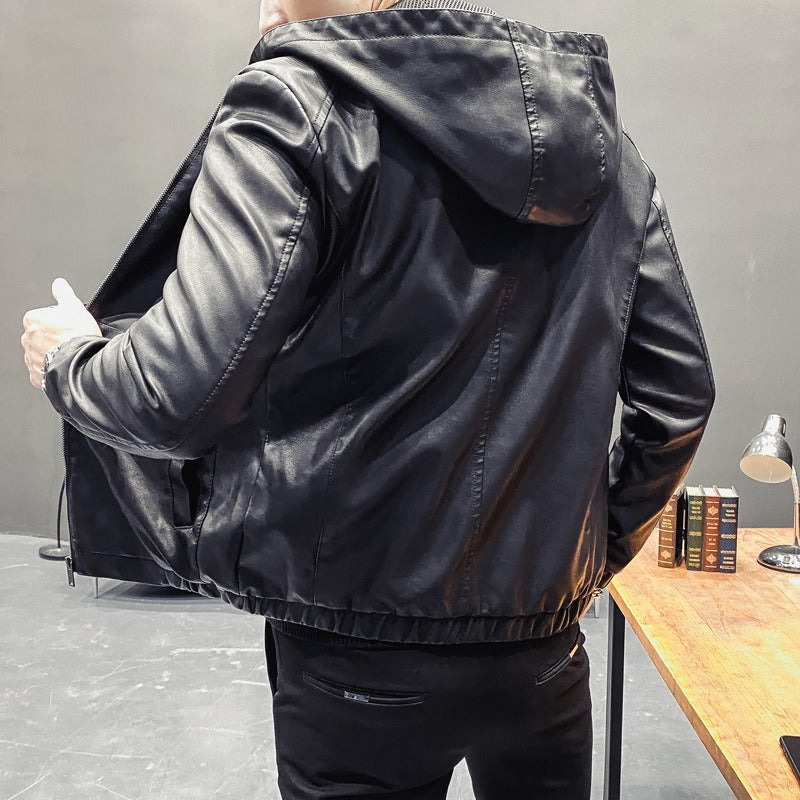 Men's Jacket with Hood – Slim Fit – Glossy Surface – Zipper