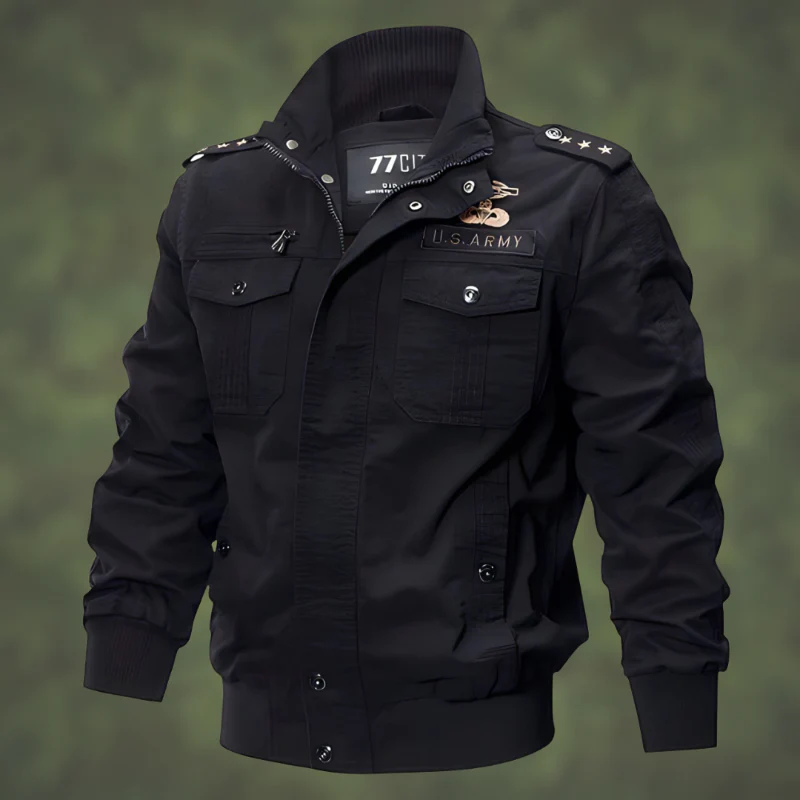 Cornelis – Relaxed Bomber Jacket in Military Style with Embroidered Patches