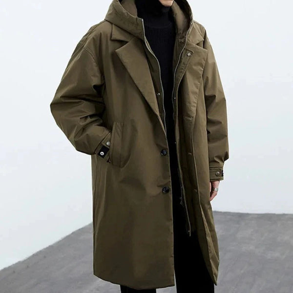 Mr. Trenchcoat – Waterproof, Oversized Fit with Hood and Full-Length Buttoning