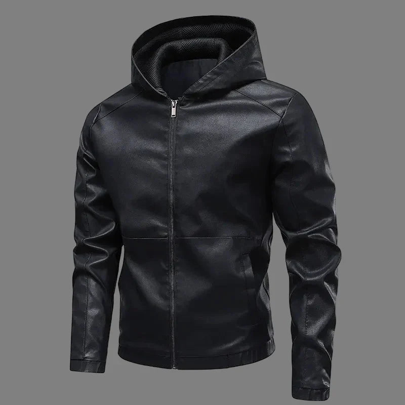 Men's Jacket with Hood – Slim Fit – Glossy Surface – Zipper