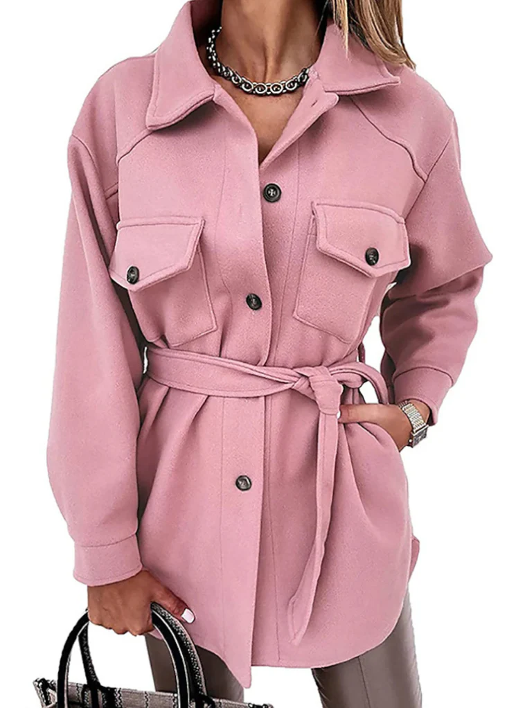 Katinka – Elegant Oversized Jakke med Lang Pasform og Justerbart Bælte