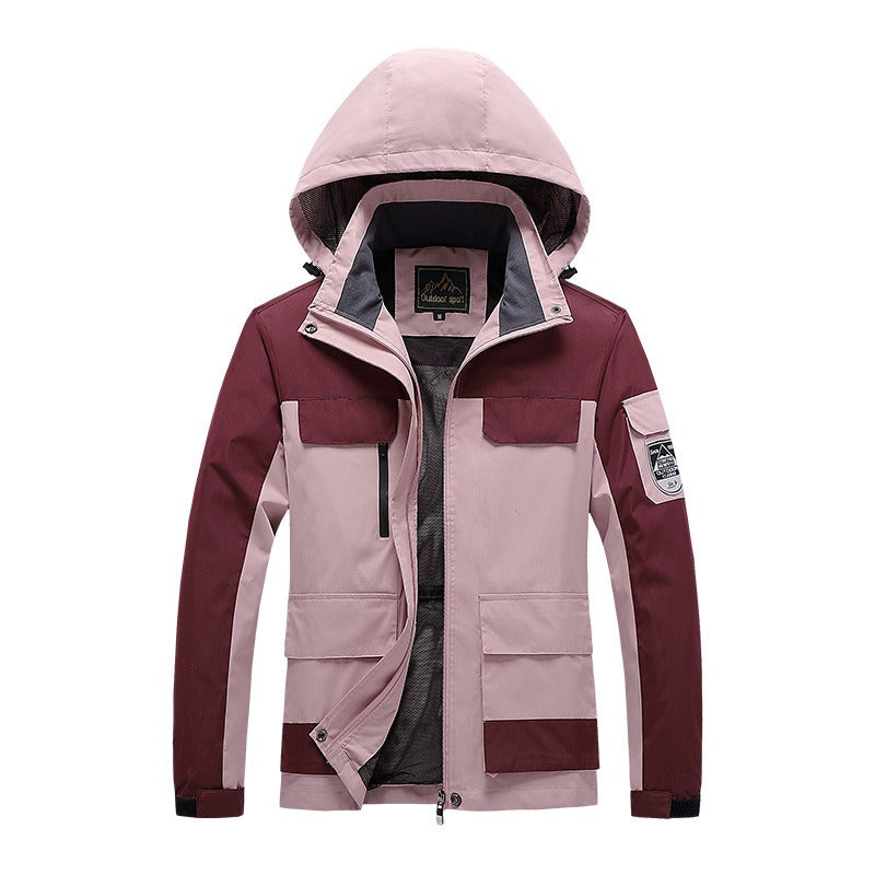 Windproof Men's Jacket with Hood – Practical Utility Design & Regular Fit