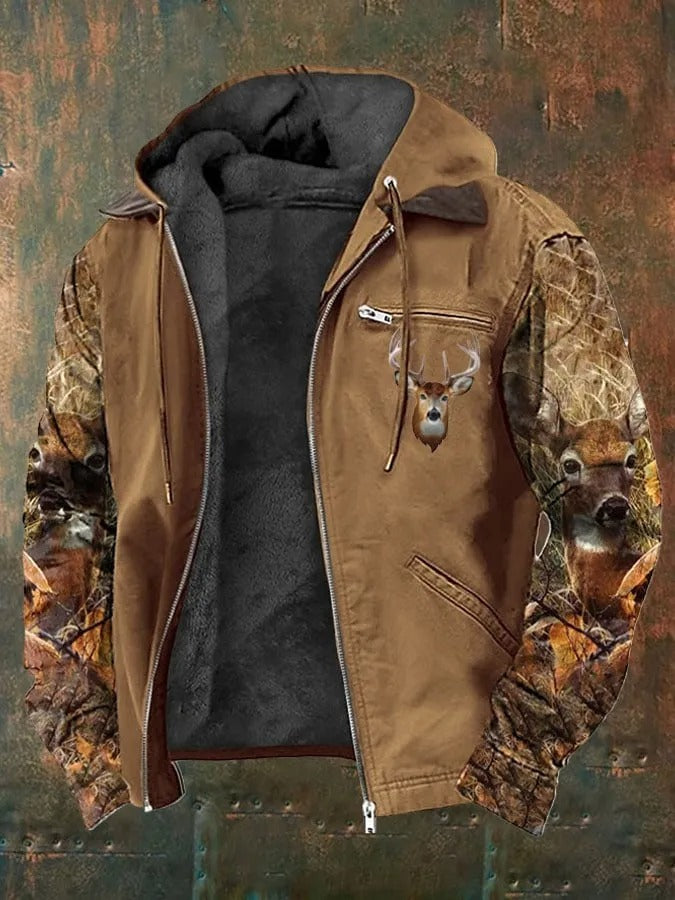 Men's Jacket Fleece with Sherpa Lining – Warm Jacket with Hood for Autumn & Winter