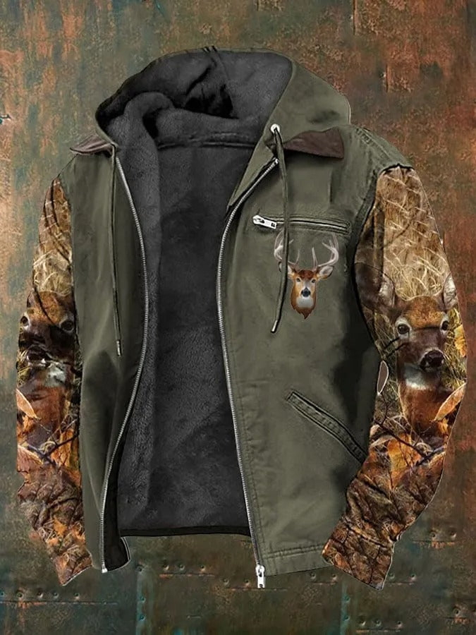 Men's Jacket Fleece with Sherpa Lining – Warm Jacket with Hood for Autumn & Winter