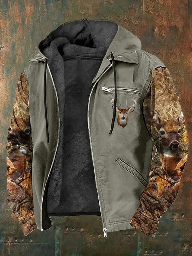 Men's Jacket Fleece with Sherpa Lining – Warm Jacket with Hood for Autumn & Winter