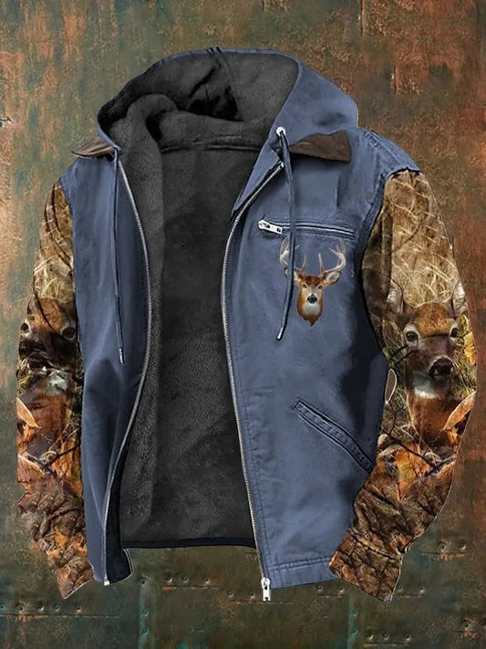 Men's Jacket Fleece with Sherpa Lining – Warm Jacket with Hood for Autumn & Winter