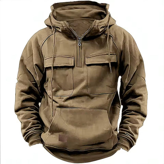 Men's jacket with hood and zipper – Leather look for everyday and leisure