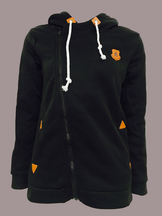 Dagrina – Veste à capuche surdimensionnée avec fermeture éclair asymétrique et cordons tressés