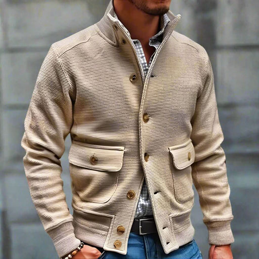 Men's jacket with tailored fit and stand-up collar – Stylish design for everyday use