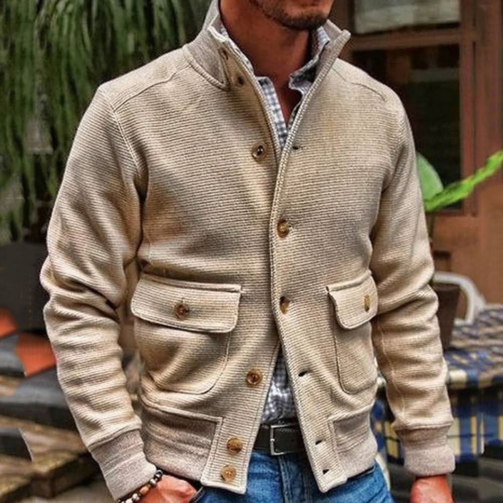 Men's jacket with tailored fit and stand-up collar – Stylish design for everyday use