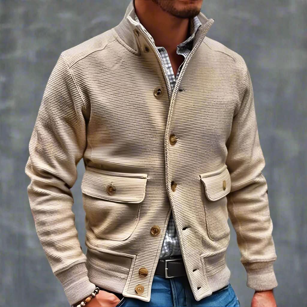 Men's jacket with tailored fit and stand-up collar – Stylish design for everyday use