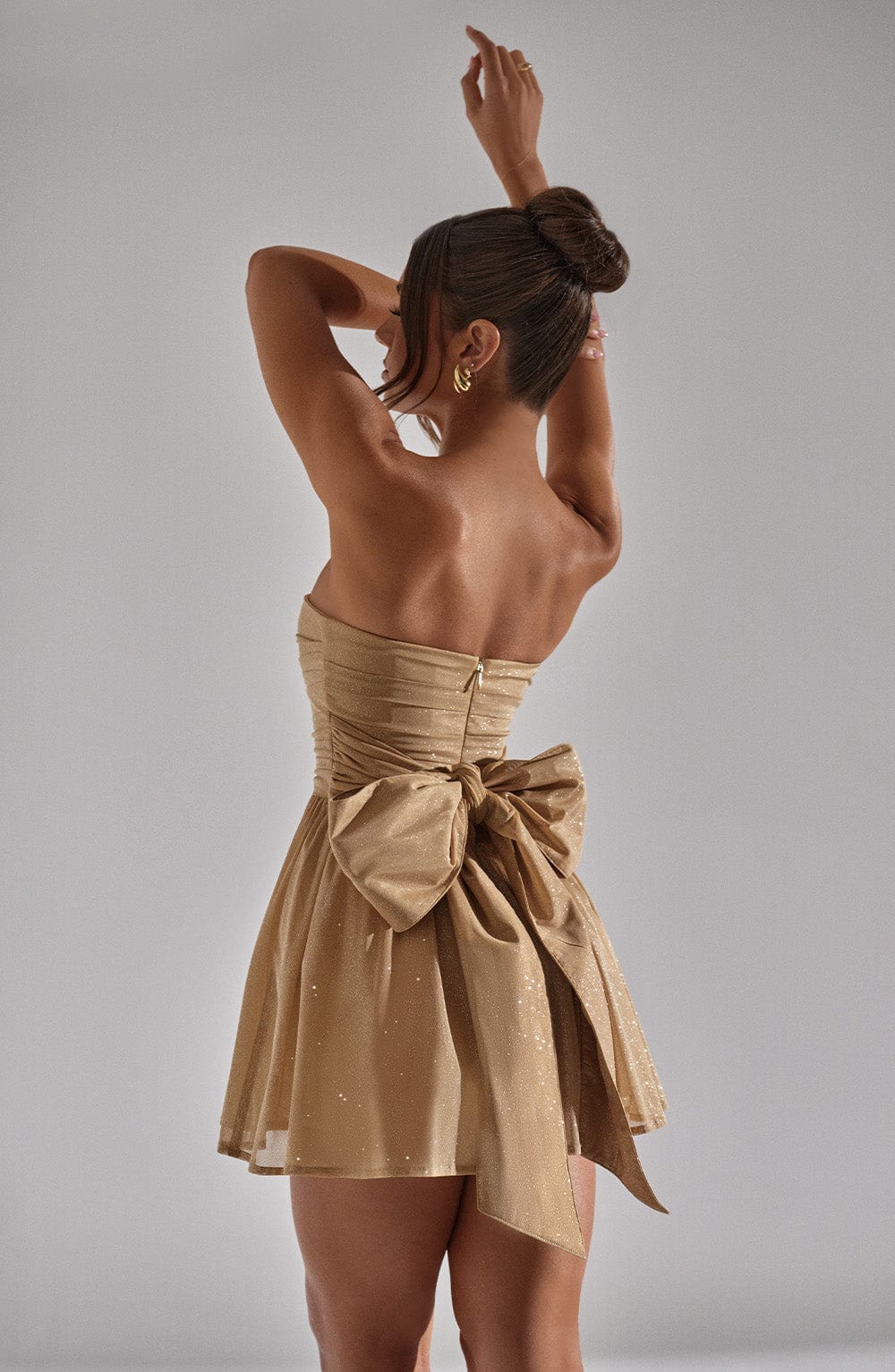 Aurélia | Strapless Glitter Dress with Voluminous Rose