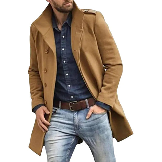 Marcus – Sophisticated Trench Coat with Double Breasting and Notched Lapel Collar