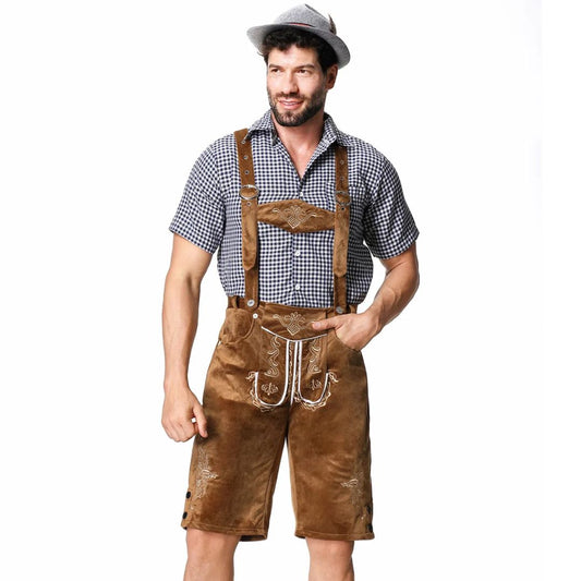 Herrens Oktoberfest Lädershorts – Bayersk Festivaloutfit