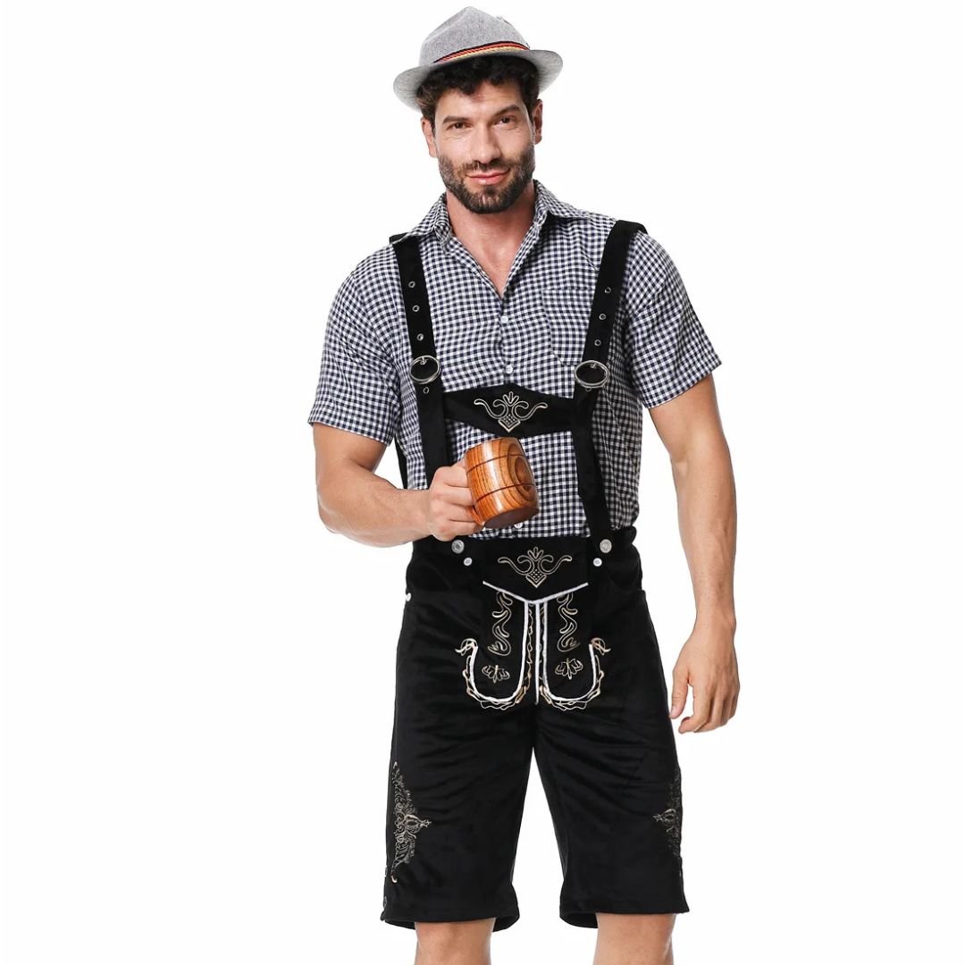 Herrens Oktoberfest Lädershorts – Bayersk Festivaloutfit