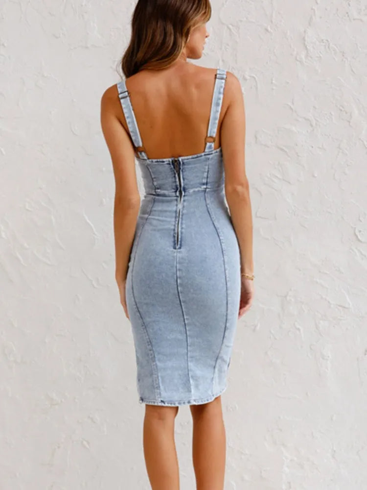 Mirelle | Denim dress with adjustable shoulder details
