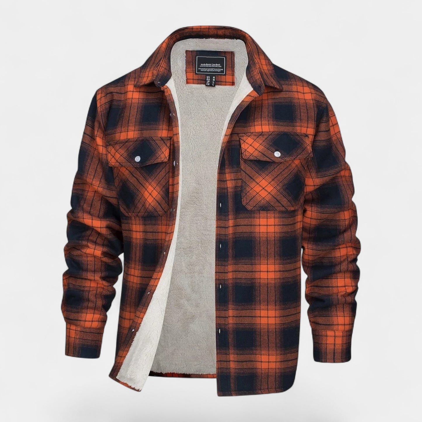 Norrskenberg™ – Checked Flannel Shirt with Fleece Lining for Men | Perfect as Overshirt & Layer under Winter Jacket