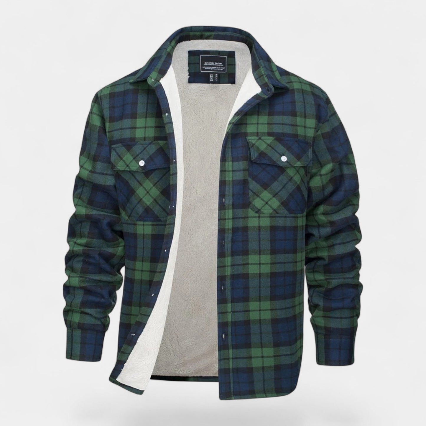 Norrskenberg™ – Checked Flannel Shirt with Fleece Lining for Men | Perfect as Overshirt & Layer under Winter Jacket