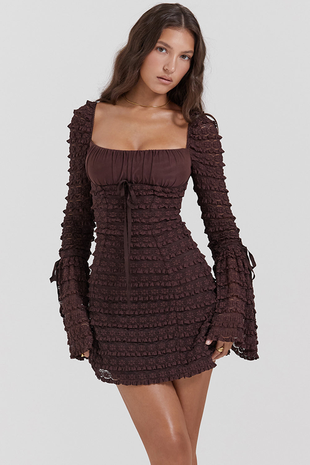 Avéna | Long-sleeved Mini Dress with Ruffle Details