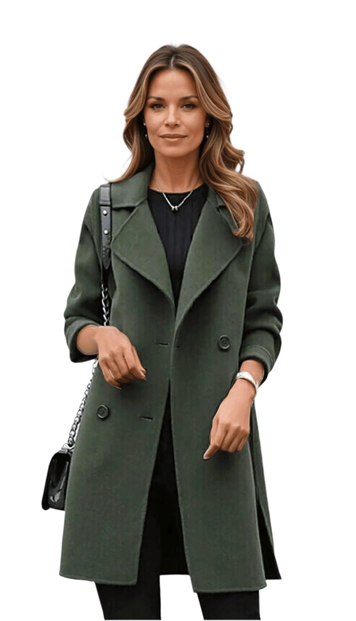 NOOR™ | Water-repellent Trench Coat with Belt & Double Buttons