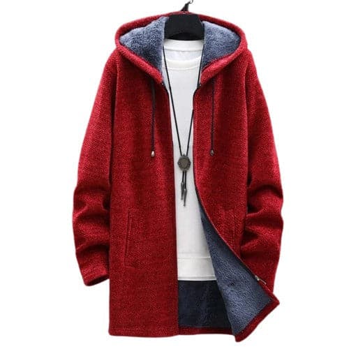 Dam Casual Long Coat – Open Front with Hood and Side Pockets