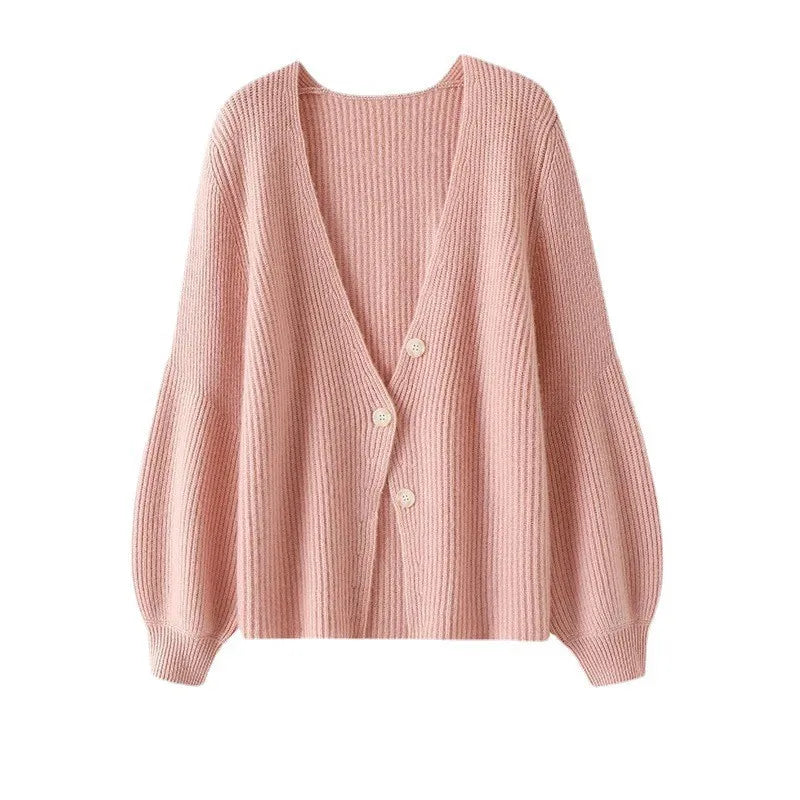 Agnira – Knitted Cardigan for Women with Long Sleeves and Soft Ribbed Texture